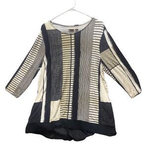 Chicos Shirt Women 3 (Extra Large) Sheer Trim Tunic Rayon Spandex Stretch Blouse